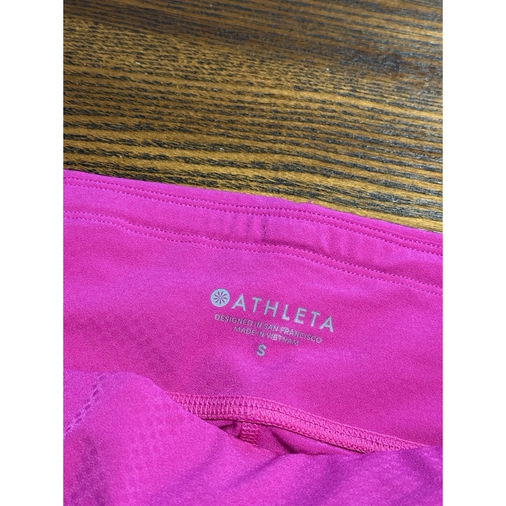 Athleta Leggings Womens S Hot Pink Dobby Be Free Knicker Capri Workout Pockets - Picture 4 of 16